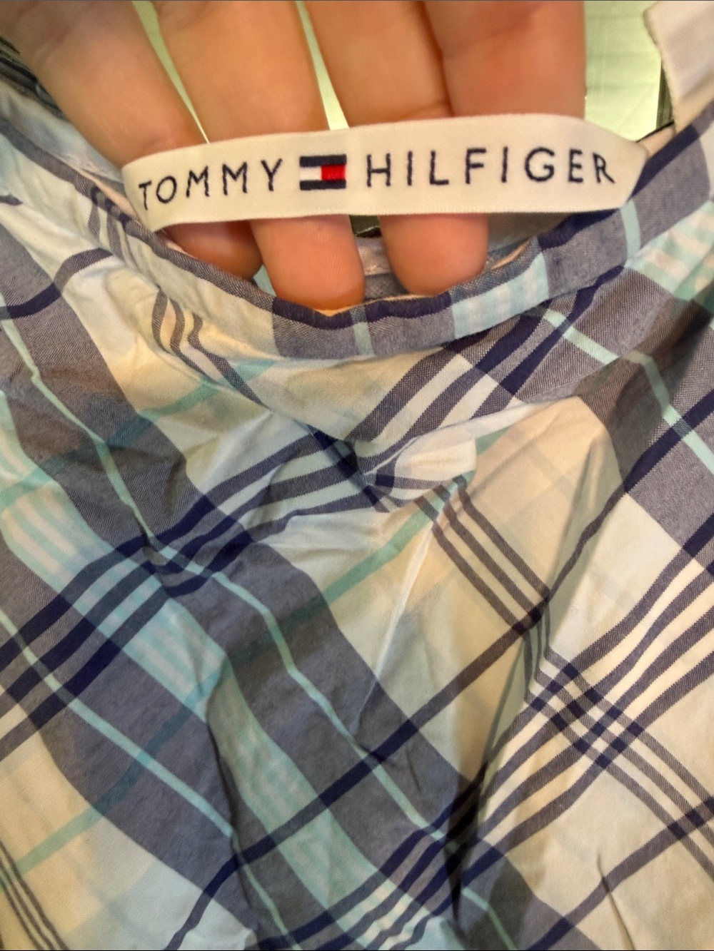 Tommy Hilfiger Women Plaid Maxi Skirt Navy Blue White Aqua Size 8 Preppy Classic - Picture 2 of 5